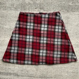 Red plaid reformation skirt